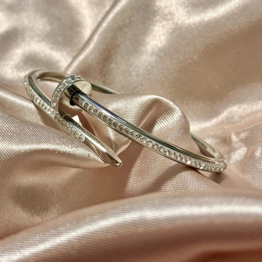 CARTIER TYPE BRACELET NAIL SILVER ZIRCONIA